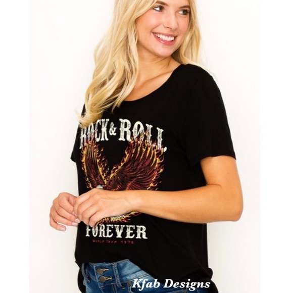 New! Clearance🔥Rock n Roll Eagle premium Graphic Tee - Picture 2 of 3